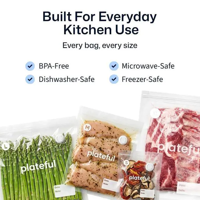Alt view image 3 of 7 - Vacuum Sealer Food Bags (10 x Extra Large) - BPA-Free Pre-Cut Vacuum Sealer Bags for Food Seal, Easy Use, Compact Handheld Reusable Seal For Storage, Air Valve Zipper