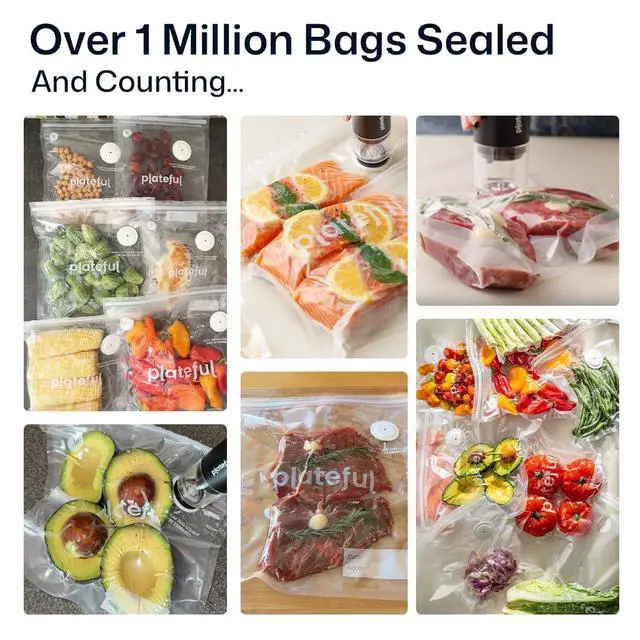 Alt view image 6 of 7 - Vacuum Sealer Food Bags (10 x Extra Large) - BPA-Free Pre-Cut Vacuum Sealer Bags for Food Seal, Easy Use, Compact Handheld Reusable Seal For Storage, Air Valve Zipper