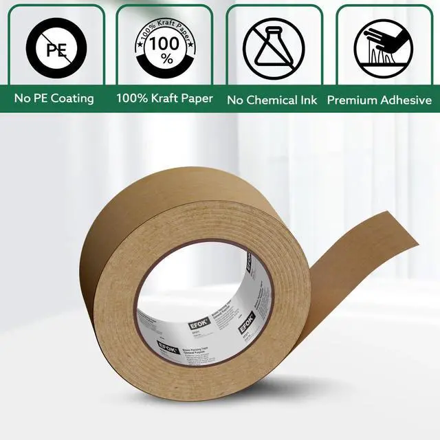 Alt view image 6 of 7 - 6 Rolls Brown Packing Tape 2 Inch Bulk, 2025 Upgrade Kraft Paper Packaging Tape, 2 Inch x 55 Yards, Cardboard Shipping for Packing Boxes, Tear by Hand for Express Parcels & Office Use