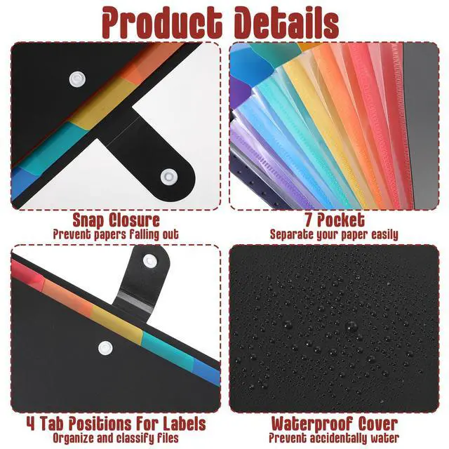 Alt view image 3 of 7 - 12 PCS Expanding File Folder Set with Labels - Premium A4 Letter Size Accordion Folder, Multi-Color Plastic Accordion File Organizer for Office Home Supplies