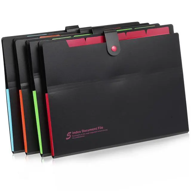 Alt view image 5 of 7 - 8 Pack Expanding File Folder Organizer, 6 Pockets Expanding Folder with Labels, A4 Letter Size Document Organizer with Snap Button, Back to School Supplies for Students, Office, 4 Colors