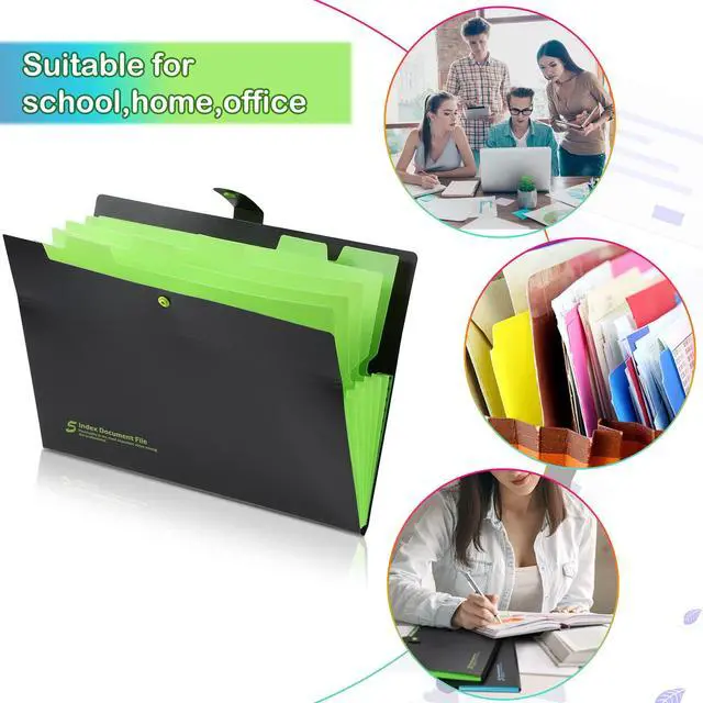 Alt view image 7 of 7 - 8 Pack Expanding File Folder Organizer, 6 Pockets Expanding Folder with Labels, A4 Letter Size Document Organizer with Snap Button, Back to School Supplies for Students, Office, 4 Colors