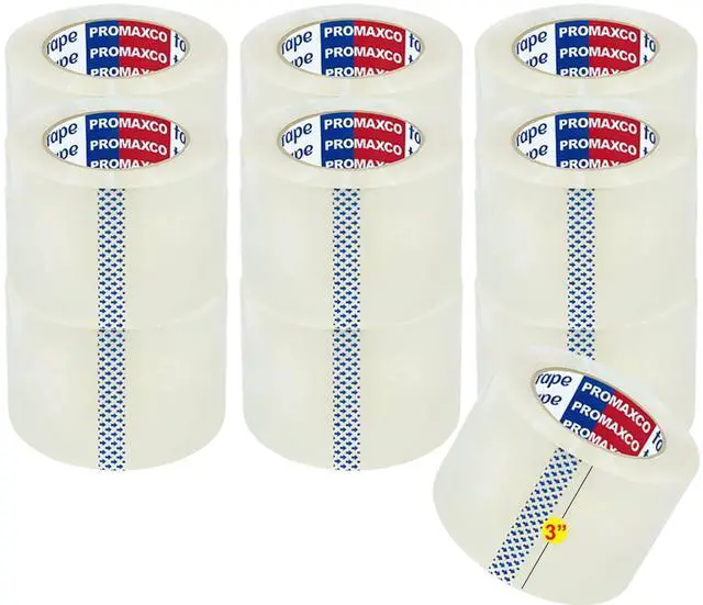 Main image of 3" Heavy Duty Packing Tape, 12 Rolls, Clear, 3" Core, Total 660Y, Clear, 2.2 mil, 3 inch x 55 Yards, Refill for Packaging and Shipping(3 in Width)