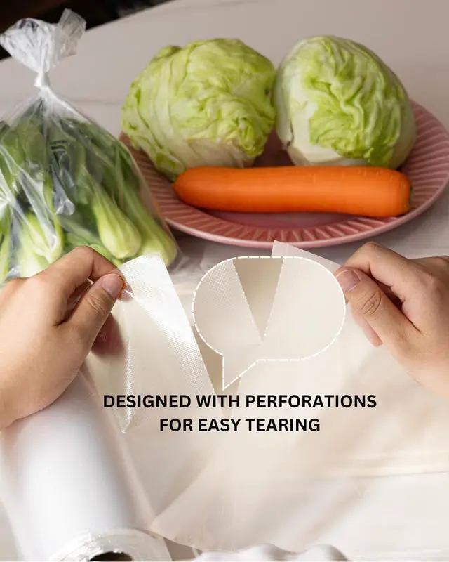 Alt view image 3 of 7 - 8"x12" & 10"x14" Quart & Gallon Plastic Produce Bags on a Roll- 350 Bags Each (700 Bags), Clear Grocery & Bread Bags, Food Contact Safe (Small & Medium)