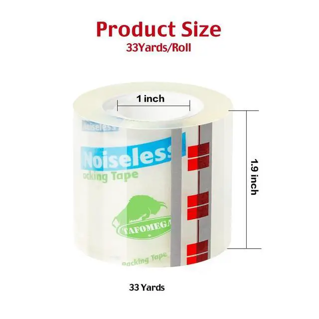 Alt view image 7 of 7 - Packing Tape with Dispenser, 6 Packs Noiseless Clear Packaging Tape for Shipping Packaging Moving Tape for Boxes, Strong Adhesive, Smoothly and Quietly, 1.96 Inch X 33 Yards