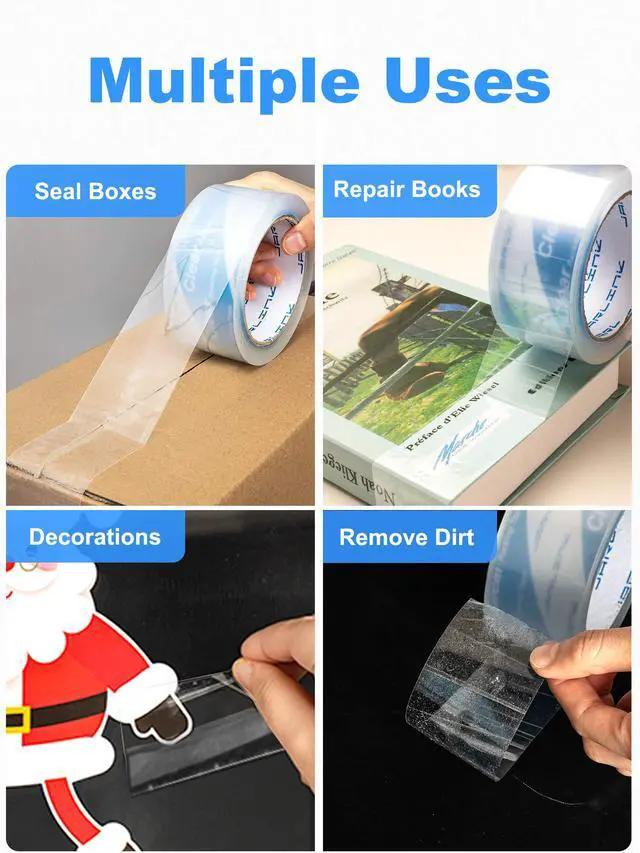 Alt view image 7 of 7 - Clearer Packing Tape 12 Rolls, Heavy Duty Packaging Tape for Shipping Packaging Moving Sealing, 2.7mil Thick, 1.88 inches Wide, 60 Yards Per Roll, 720 Total Yards
