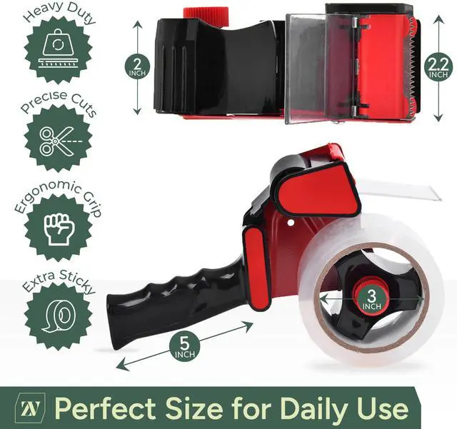 Alt view image 2 of 7 - Heavy Duty Tape Gun and Dispenser with 6 Clear Packaging Tapes. Clear Packaging Tape 44mm X 66m with Metal Tape Gun Dispenser for Moving Boxes,Warehouse Or General Packing Needs