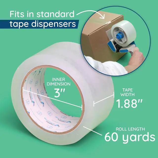 Alt view image 2 of 7 - Clear Packing Tape Refills Bulk, 12 Pack, Heavy Duty Packaging Tape Rolls, 2 Inch Wide for Moving Boxes, Shipping, Sealing, 2.7mil Thick, 60 Yard Length, 720 Total Yards