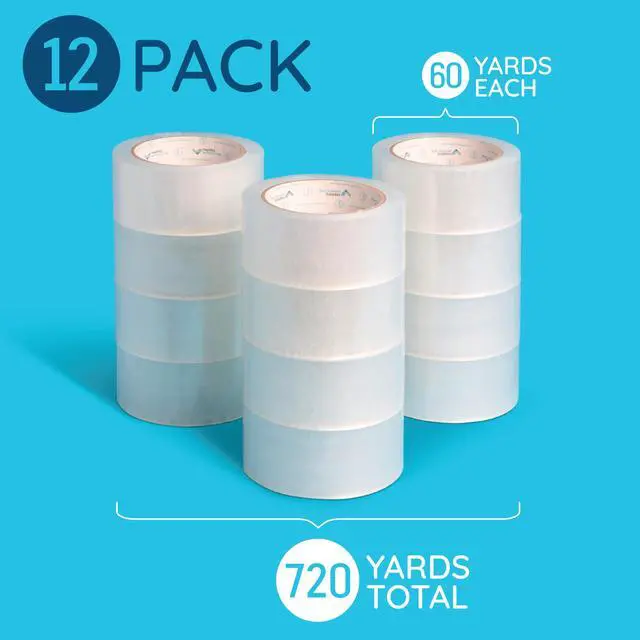 Alt view image 3 of 7 - Clear Packing Tape Refills Bulk, 12 Pack, Heavy Duty Packaging Tape Rolls, 2 Inch Wide for Moving Boxes, Shipping, Sealing, 2.7mil Thick, 60 Yard Length, 720 Total Yards