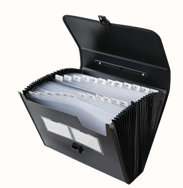 Alt view image 2 of 7 - Expanding Accordion File Folder with Labels, 26 Pocket Document Organizer, Letter A4 Size, 1 Pack (Black)