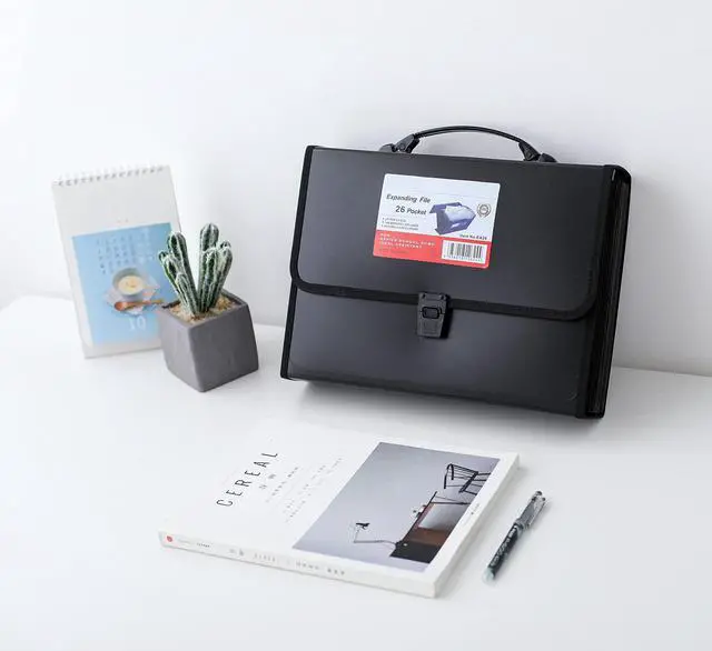 Alt view image 7 of 7 - Expanding Accordion File Folder with Labels, 26 Pocket Document Organizer, Letter A4 Size, 1 Pack (Black)