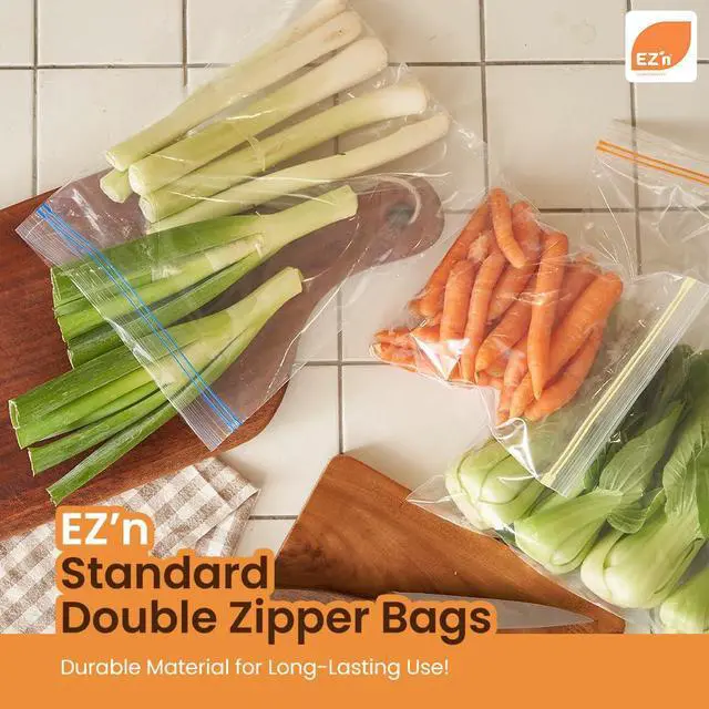 Alt view image 2 of 7 - Standard Double Zipper Food Storage Bags Variety Pack, S,M,L Size, Durable, BPA-Free, Leakproof & Freezer Safe Resealable Plastic Bags - Made in Korea
