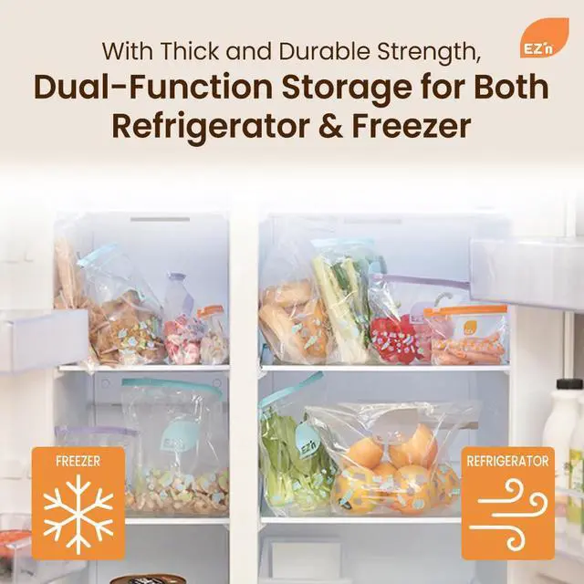 Alt view image 5 of 7 - Standard Double Zipper Food Storage Bags Variety Pack, S,M,L Size, Durable, BPA-Free, Leakproof & Freezer Safe Resealable Plastic Bags - Made in Korea