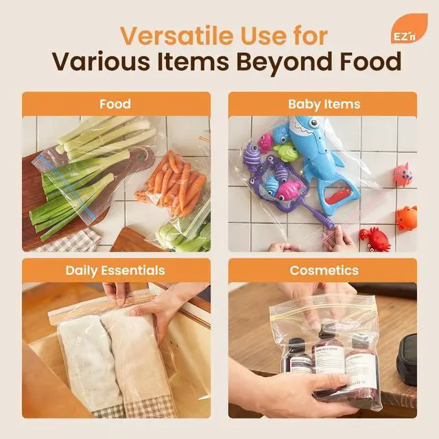 Alt view image 6 of 7 - Standard Double Zipper Food Storage Bags Variety Pack, S,M,L Size, Durable, BPA-Free, Leakproof & Freezer Safe Resealable Plastic Bags - Made in Korea