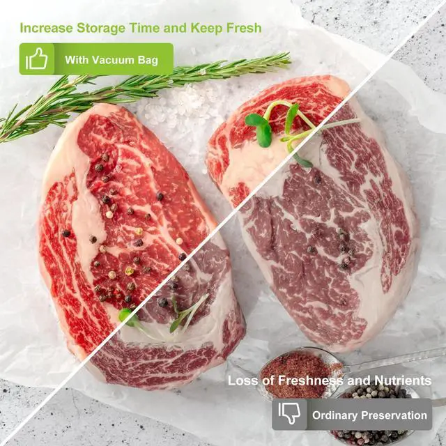 Alt view image 4 of 7 - Vacuum Sealer Bags, 11 in x 50 ft Rolls 2 Pack Seal Bags for Food Storage Saver, BPA Free, Commercial Grade Textured Food Roll Bags, Customized Size Bag for Sous Vide Cooking,VB3210