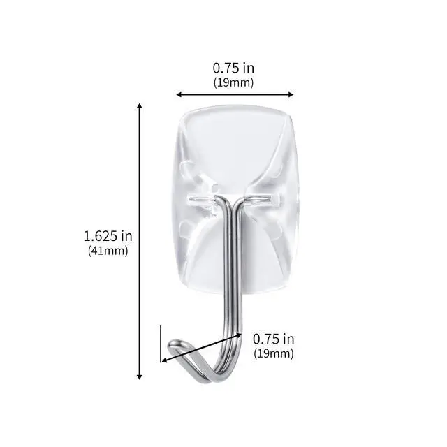 Alt view image 2 of 7 - 30 Small Hooks+40 Removable Strips, Clear Wire Utility Hooks with Adhesive Strips Damage-Free, No Tools Wall Hooks for Hanging Heavy Duty, Value Pack