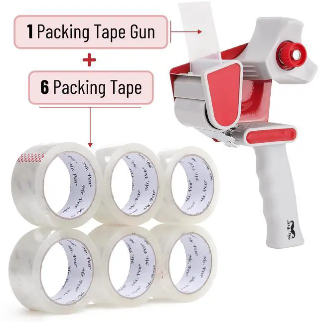 Alt view image 2 of 6 - Packing Tapes, 1.88" Wide, 60 Yard, 6 Pack with 1 Dispenser Gun