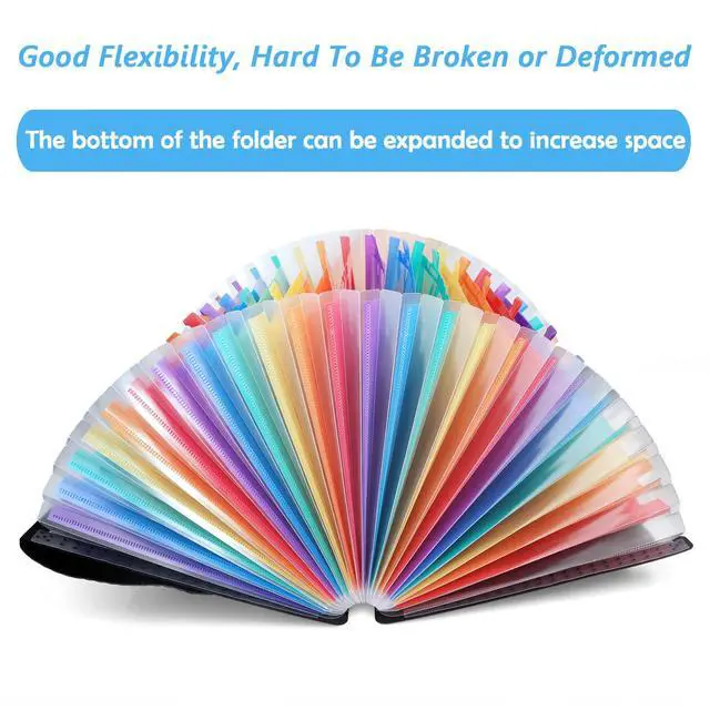 Alt view image 2 of 7 - 2 Pack Accordian File Organizer, Expanding File Folder 24 Pockets with Expandable Cover A4 Letter Size File Box, Portable Document Organizer - Black