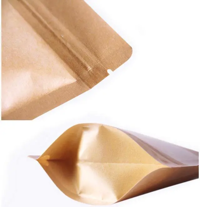 Alt view image 5 of 7 - 100 Count 7 x 10.25 Inch Kraft Paper Bags with Resealable Lock Seal Zipper &Transparent Window, Stand Up Food Bags