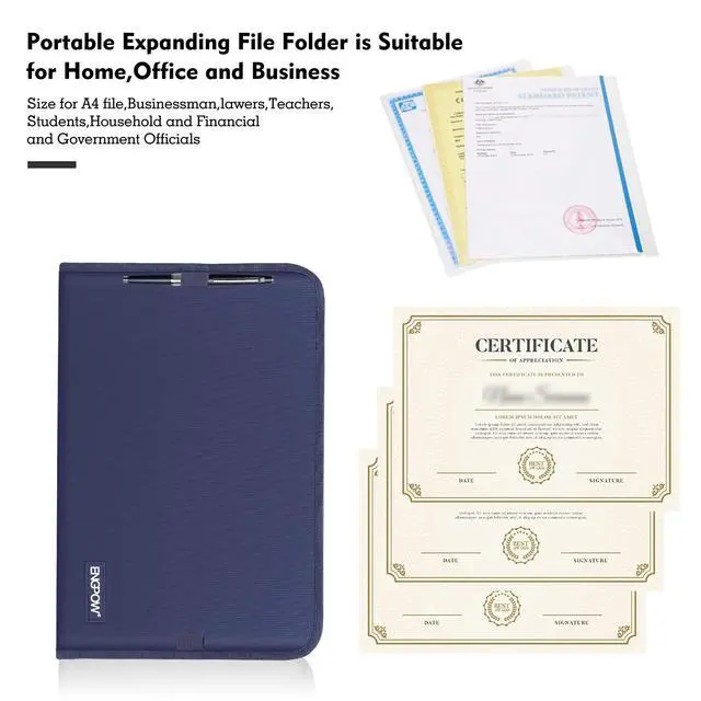 Alt view image 5 of 7 - 13 Pocket Expanding File Folder,Fireproof Accordion File Folder Document Organizer with Zipper Closure,Portable Filing Organizer Safe with Colorful Tabs for A4/Letter Size Paper,Files(Blue)