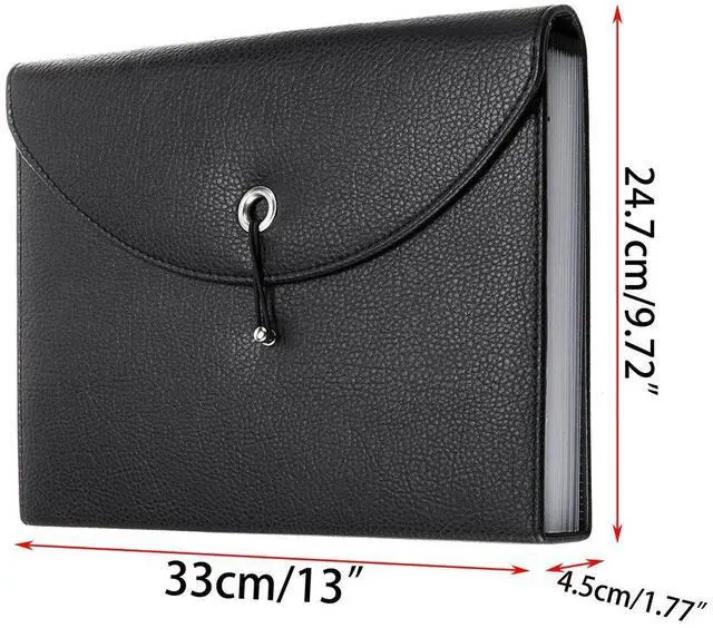 Alt view image 6 of 7 - PU Leather Expanding File Folders-13 Pockets A4 Letter Size Paper File Folder Accordion Business Document Organizer with Fasteners and Tabs (Black)