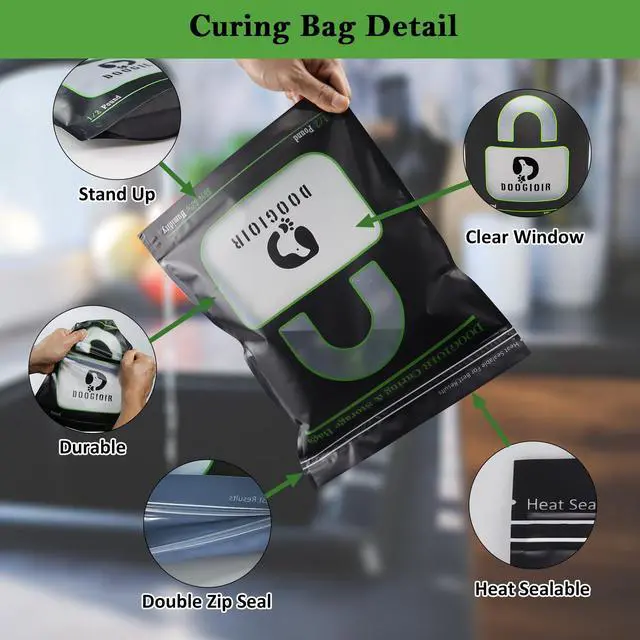Alt view image 3 of 6 - 1/2 LB Curing & Storage Bags, Curing Bags for Food Storage, Double-Tracked Zip Closure Heat Sealable upright Cure Bags, Reusable Humidity Control Bags (13.8 x 10.4 in, 10 Pack)