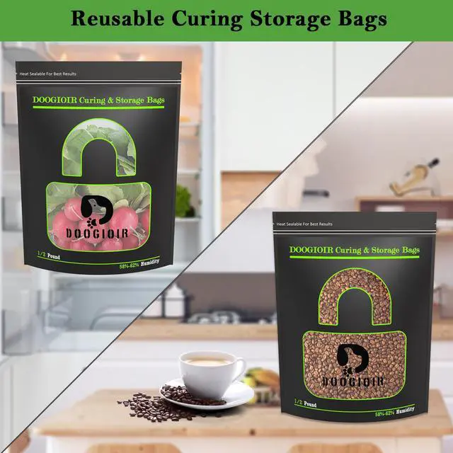 Alt view image 6 of 6 - 1/2 LB Curing & Storage Bags, Curing Bags for Food Storage, Double-Tracked Zip Closure Heat Sealable upright Cure Bags, Reusable Humidity Control Bags (13.8 x 10.4 in, 10 Pack)