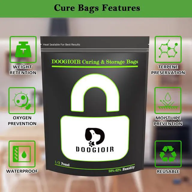 Alt view image 4 of 6 - 1/2 LB Curing & Storage Bags, Curing Bags for Food Storage, Double-Tracked Zip Closure Heat Sealable upright Cure Bags, Reusable Humidity Control Bags (13.8 x 10.4 in, 10 Pack)