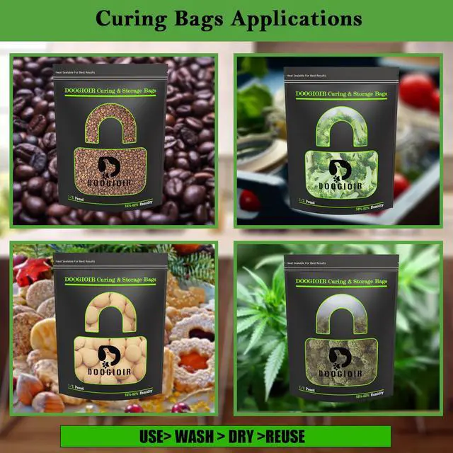 Alt view image 5 of 6 - 1/2 LB Curing & Storage Bags, Curing Bags for Food Storage, Double-Tracked Zip Closure Heat Sealable upright Cure Bags, Reusable Humidity Control Bags (13.8 x 10.4 in, 10 Pack)