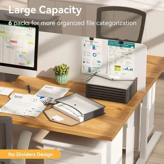 Alt view image 3 of 6 - 6-Pack Plastic Expanding File Folders, Folders for Documents with Snap Closure, Large Capacity Document Envelopes, Fits Letter/A4 Size Paper - Black
