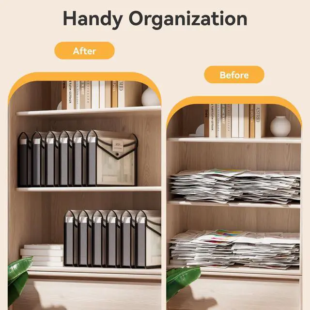 Alt view image 6 of 6 - 6-Pack Plastic Expanding File Folders, Folders for Documents with Snap Closure, Large Capacity Document Envelopes, Fits Letter/A4 Size Paper - Black