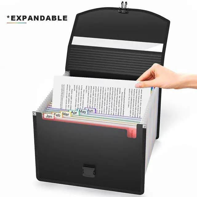 Alt view image 2 of 7 - 25 Pockets Expanding File Folder Accordion File Organizer with Handle,Fun Storage Portable Document Organizer File Box Filing Organizer for Home School Office Traveling, A4 and Letter Size