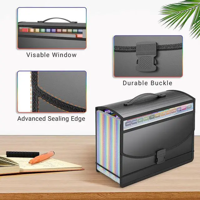 Alt view image 4 of 7 - 25 Pockets Expanding File Folder Accordion File Organizer with Handle,Fun Storage Portable Document Organizer File Box Filing Organizer for Home School Office Traveling, A4 and Letter Size