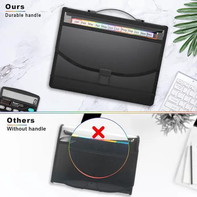 Alt view image 7 of 7 - 25 Pockets Expanding File Folder Accordion File Organizer with Handle,Fun Storage Portable Document Organizer File Box Filing Organizer for Home School Office Traveling, A4 and Letter Size
