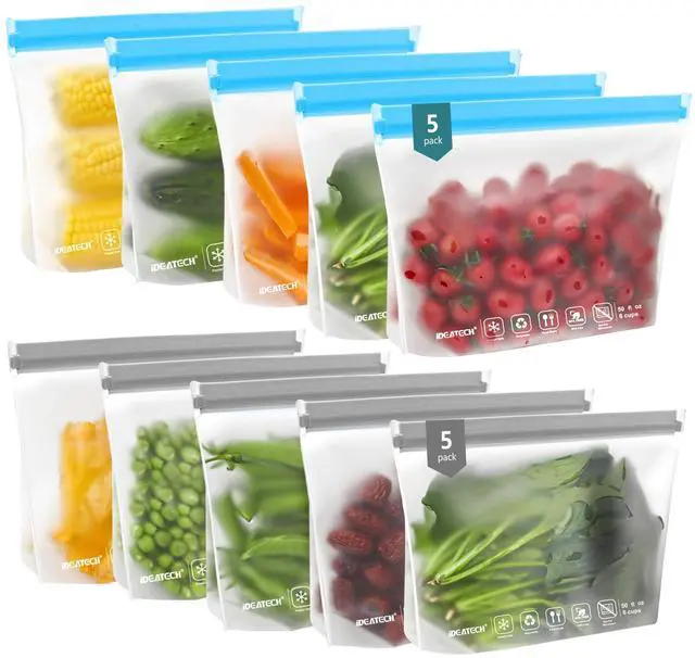 Main image of 10Pack Reusable Quart Freezer Bags, Food Storage Bags Stand Up