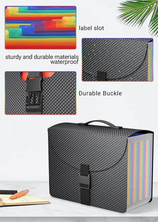 Alt view image 2 of 7 - 25 Pockets Expanding File Folder with Handle,Expandable File Organizer,Portable Accordion File Organizer A4 Letter Size,Adjustable Strap,Perfect Filing Folders for Documents,Colored Tabs