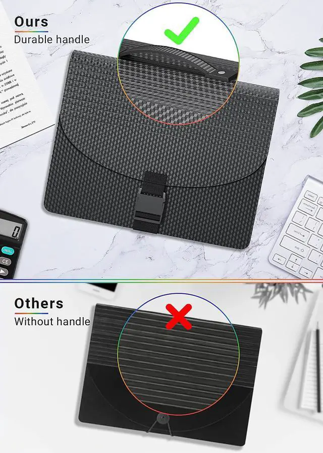 Alt view image 4 of 7 - 25 Pockets Expanding File Folder with Handle,Expandable File Organizer,Portable Accordion File Organizer A4 Letter Size,Adjustable Strap,Perfect Filing Folders for Documents,Colored Tabs