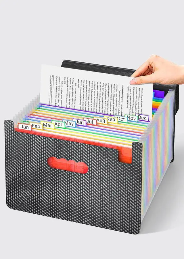 Alt view image 6 of 7 - 25 Pockets Expanding File Folder with Handle,Expandable File Organizer,Portable Accordion File Organizer A4 Letter Size,Adjustable Strap,Perfect Filing Folders for Documents,Colored Tabs