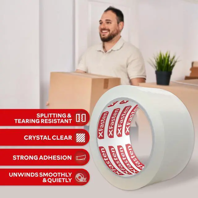 Alt view image 2 of 7 - Heavy Duty Clear Packing Tape, 2-Inch x 55-Yard, Pack of 6 UV Resistant | Clear Mailing Tape Compliant to US Postal Mailing Regulations