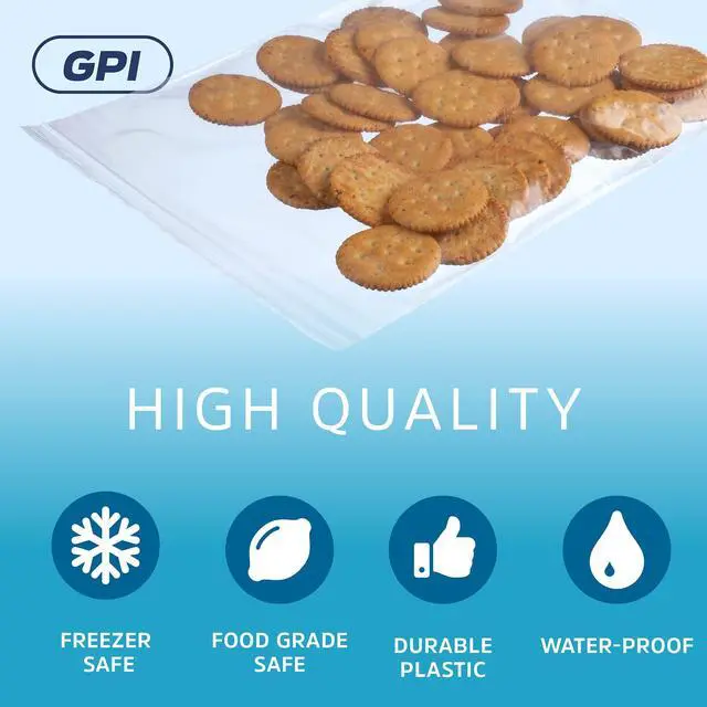 Alt view image 5 of 5 - 8" x 10", 1/2 Gallon Zip Bags, Pack of 100, Clear Plastic Reclosable Zipper Lock Poly Baggies, 2 Mil Thick, With Resealable Zip Top Lock For Food Storage, Clothing, Snacks, Crafts & Packaging.