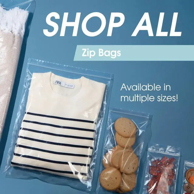 Alt view image 6 of 6 - 10 X 10 (100 Count) 2 Mil Clear Reclosable Zip Plastic Poly Bags with Resealable Lock Seal Zipper
