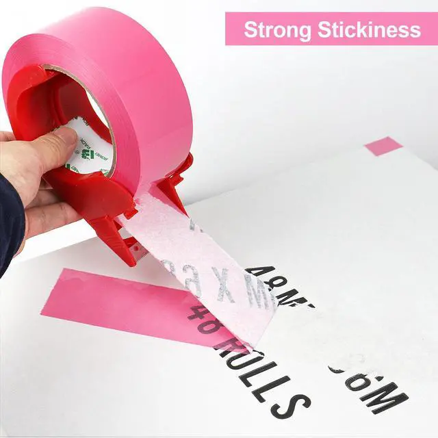 Alt view image 6 of 7 - Pink Packing Tape with Dispenser, 2.4 Mil 1.88 Inch x 110 Yards, 3 Refills Rolls Color Box Tape for Moving, Shipping and Packaging