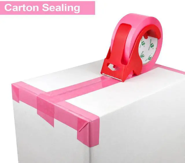 Alt view image 4 of 7 - Pink Packing Tape with Dispenser, 2.4 Mil 1.88 Inch x 110 Yards, 3 Refills Rolls Color Box Tape for Moving, Shipping and Packaging