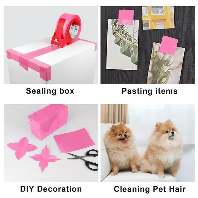 Alt view image 7 of 7 - Pink Packing Tape with Dispenser, 2.4 Mil 1.88 Inch x 110 Yards, 3 Refills Rolls Color Box Tape for Moving, Shipping and Packaging