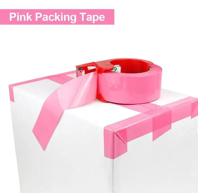 Alt view image 5 of 7 - Pink Packing Tape with Dispenser, 2.4 Mil 1.88 Inch x 110 Yards, 3 Refills Rolls Color Box Tape for Moving, Shipping and Packaging