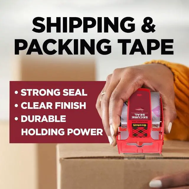 Alt view image 2 of 7 - Secure Seal Packing Tape, Ultra Clear, Reliable and Durable Seal, 1.88 in x 800 in., 6 Packaging Rolls with Dispensers