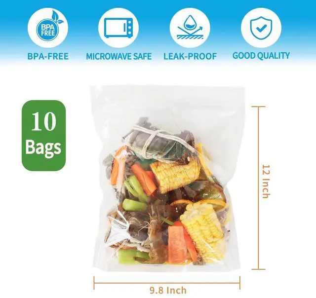 Alt view image 2 of 7 - 10×Seafood Boil Bags Medium Size Boil Bag for fish, crab, shrimp, and veggies - cooking and storage bag (Medium)