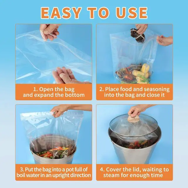 Alt view image 4 of 7 - 10×Seafood Boil Bags Medium Size Boil Bag for fish, crab, shrimp, and veggies - cooking and storage bag (Medium)
