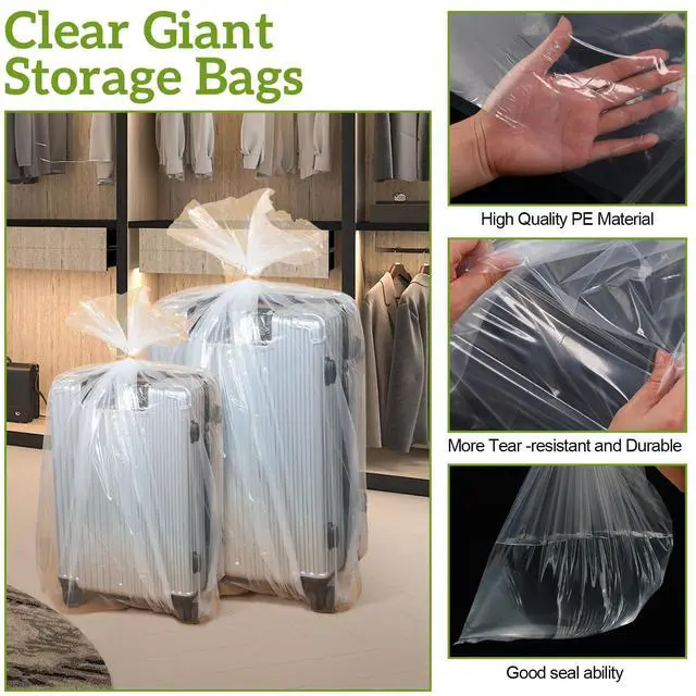 Alt view image 3 of 7 - 10 Pack Extra Large Clear Plastic Storage Bags 23 x 39 Inch 2.75 Mils Giant Jumbo Moving Flat Plastic Storage Bags for Clothes Packing Luggage Suitcase Furniture Comforter Bike Blanket