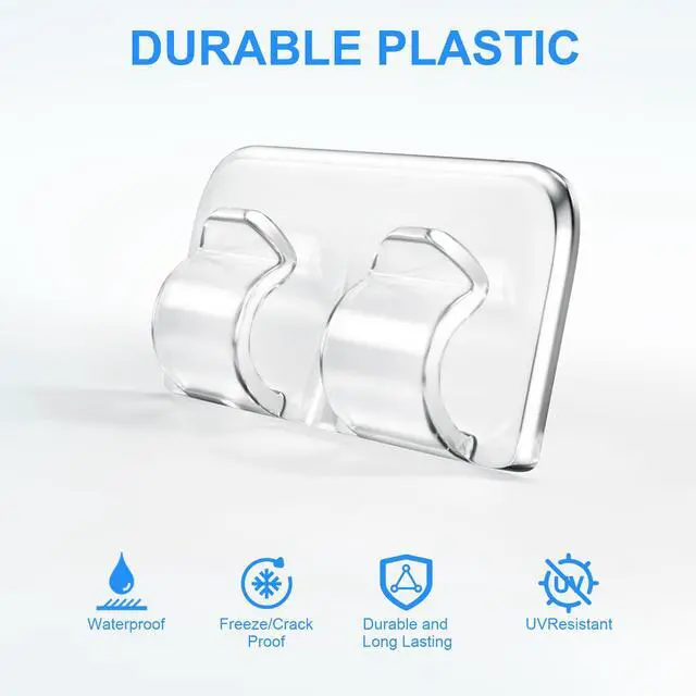 Alt view image 2 of 7 - Hooks for Outdoor String Lights Clips: 26Pcs Heavy Duty Light Hook with Waterproof Adhesive Strips - Outside Clear Cord Holders for Hanging Christmas Lighting - Outdoors Sticky Clip